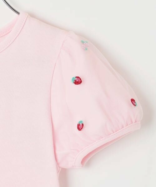 mezzo piano / メゾピアノ Tシャツ | イチゴ刺しゅうチュール袖　Tシャツ | 詳細5