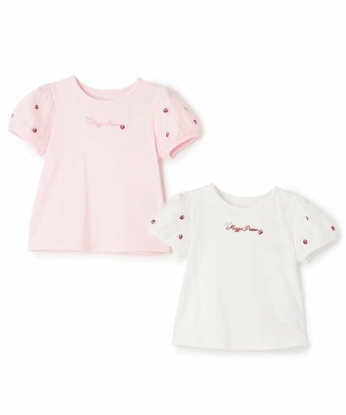 mezzo piano / メゾピアノ Tシャツ | イチゴ刺しゅうチュール袖　Tシャツ | 詳細8