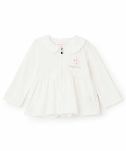 mezzo piano / メゾピアノ パーカー | ウサギマスコットつきうさ耳ジップパーカ（白）