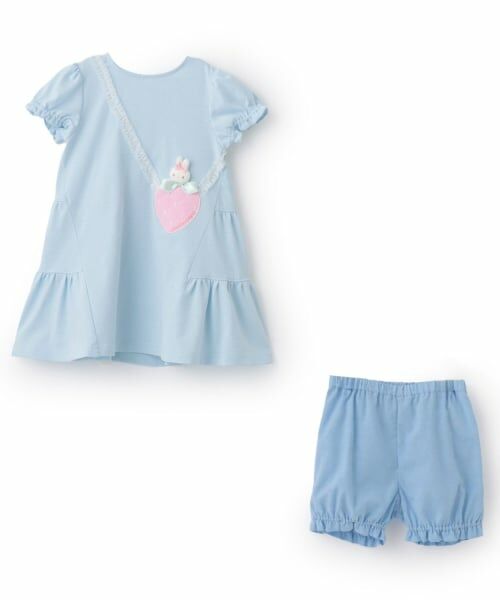 mezzo piano / メゾピアノ ミニ丈・ひざ丈ワンピース | ウサギマスコット付　ティアードワンピース＆ブルマセット | 詳細2