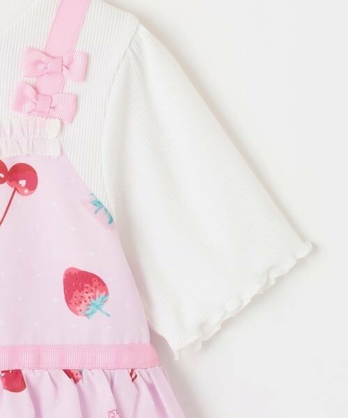 mezzo piano / メゾピアノ ミニ丈・ひざ丈ワンピース | イチゴチェリードット柄ドッキングワンピース＆ブルマセット | 詳細4