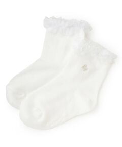 mezzo piano / メゾピアノ ソックス | フリル　ロゴ刺しゅうソックス【日本製】