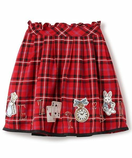 mezzo piano / メゾピアノ ミニ・ひざ丈スカート | 【人気商品再入荷】【直営店で取り扱い無し】アリスモチーフ　チェックスカート（赤）