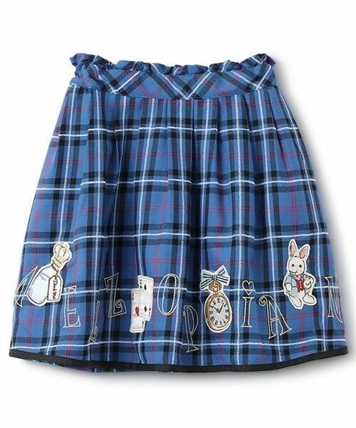 mezzo piano / メゾピアノ ミニ・ひざ丈スカート | 【人気商品再入荷】【直営店で取り扱い無し】アリスモチーフ　チェックスカート（ブルー）