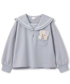 mezzo piano / メゾピアノ Tシャツ | 【人気商品再入荷】【直営店で取り扱い無し】クマポケット　セーラ-カラー長袖Ｔシャツ