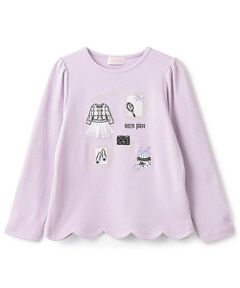 mezzo piano / メゾピアノ Tシャツ | 【人気商品再入荷】【直営店で取り扱い無し】フレームモチーフ　裾スカラップ　長袖Ｔシャツ