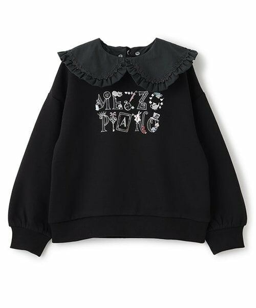 mezzo piano / メゾピアノ スウェット | 【人気商品再入荷】【直営店で取り扱い無し】衿つきロゴトレーナー（黒）