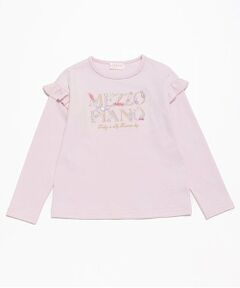mezzo piano / メゾピアノ Tシャツ | 【人気商品再入荷】【直営店で取り扱い無し】キャンディロゴ　肩フリル長袖Ｔシャツ