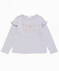 mezzo piano / メゾピアノ Tシャツ | 【人気商品再入荷】【直営店で取り扱い無し】キャンディロゴ　肩フリル長袖Ｔシャツ