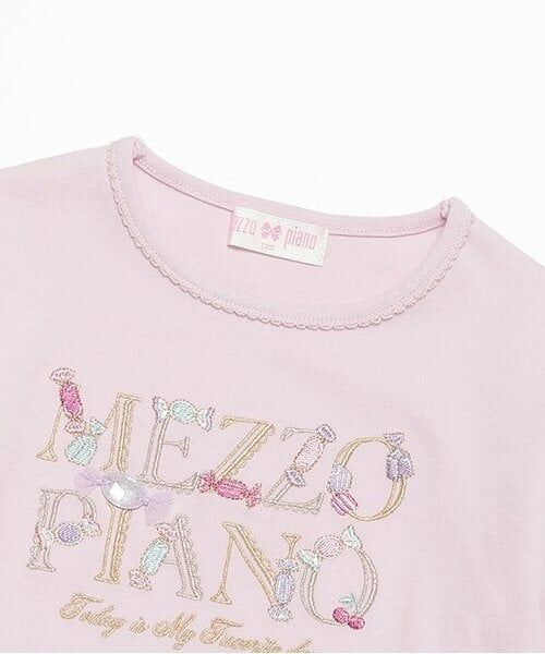 mezzo piano / メゾピアノ Tシャツ | 【人気商品再入荷】【直営店で取り扱い無し】キャンディロゴ　肩フリル長袖Ｔシャツ | 詳細2