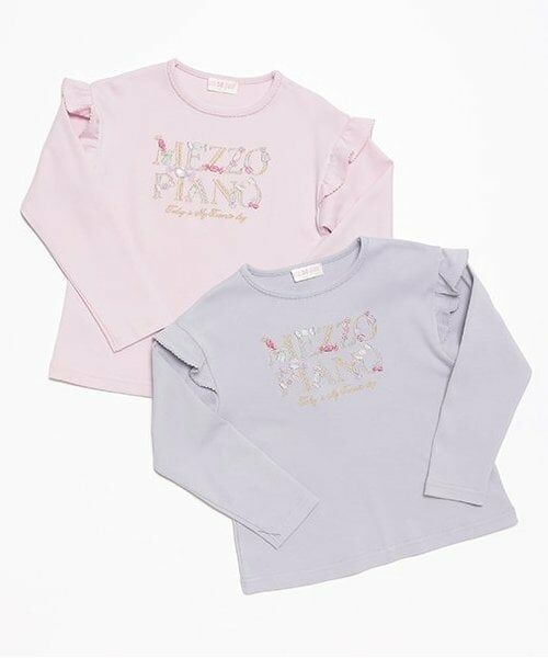 mezzo piano / メゾピアノ Tシャツ | 【人気商品再入荷】【直営店で取り扱い無し】キャンディロゴ　肩フリル長袖Ｔシャツ | 詳細7