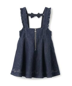 mezzo piano / メゾピアノ ミニ丈・ひざ丈ワンピース | 【人気商品再入荷】【直営店で取り扱い無し】フロントジップ裾ロゴ　ジャンパースカート