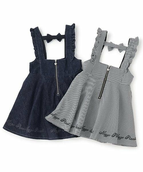 mezzo piano / メゾピアノ ミニ丈・ひざ丈ワンピース | 【人気商品再入荷】【直営店で取り扱い無し】フロントジップ裾ロゴ　ジャンパースカート | 詳細12