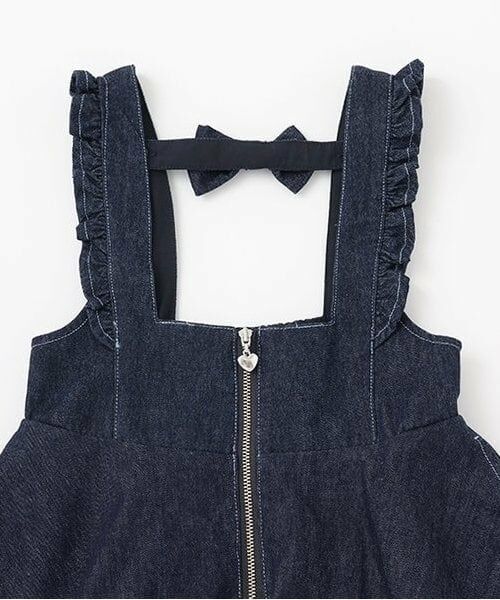 mezzo piano / メゾピアノ ミニ丈・ひざ丈ワンピース | 【人気商品再入荷】【直営店で取り扱い無し】フロントジップ裾ロゴ　ジャンパースカート | 詳細2