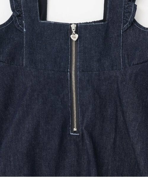 mezzo piano / メゾピアノ ミニ丈・ひざ丈ワンピース | 【人気商品再入荷】【直営店で取り扱い無し】フロントジップ裾ロゴ　ジャンパースカート | 詳細5