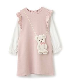 mezzo piano / メゾピアノ ミニ丈・ひざ丈ワンピース | ★クマポシェット風　袖切替カットワンピース