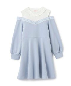 mezzo piano / メゾピアノ ミニ丈・ひざ丈ワンピース | 【人気商品再入荷】【直営店で取り扱い無し】ロゴライン　肩開きワンピース