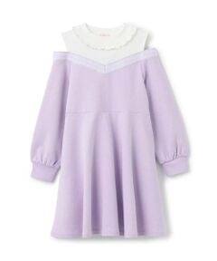 mezzo piano / メゾピアノ ミニ丈・ひざ丈ワンピース | 【人気商品再入荷】【直営店で取り扱い無し】ロゴライン　肩開きワンピース