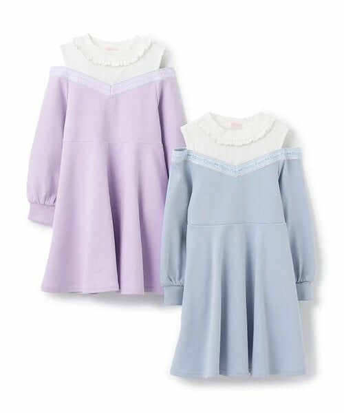 mezzo piano / メゾピアノ ミニ丈・ひざ丈ワンピース | 【人気商品再入荷】【直営店で取り扱い無し】ロゴライン　肩開きワンピース | 詳細8