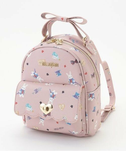 mezzo piano / メゾピアノ リュック・バックパック | ★ワンダーランド柄　ミニリュック（ピンク）