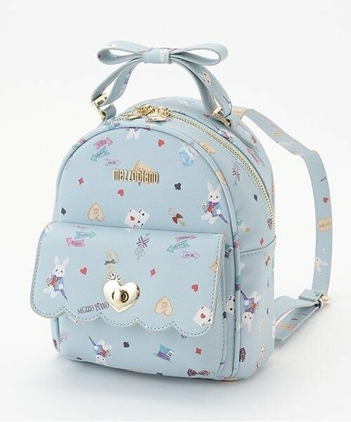 mezzo piano / メゾピアノ リュック・バックパック | ★ワンダーランド柄　ミニリュック（サックス）