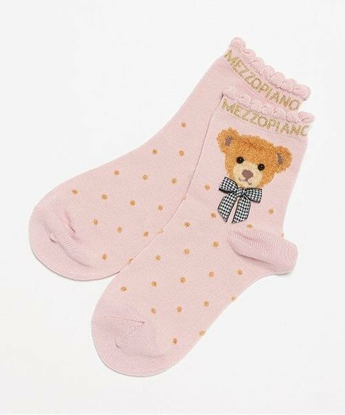 mezzo piano / メゾピアノ ソックス | 6023423：クマチャンソックス（ライト ピンク）