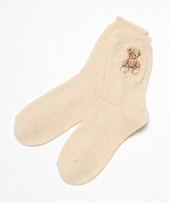 mezzo piano / メゾピアノ ソックス | 6023426：クマ刺繍リブソックス