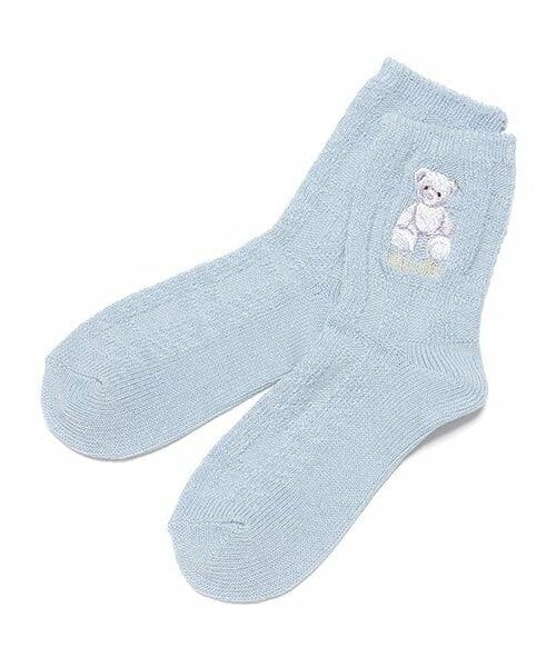 mezzo piano / メゾピアノ ソックス | 6023426：クマ刺繍リブソックス（ブルー）