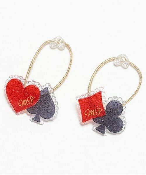 mezzo piano / メゾピアノ ヘアゴム・シュシュ | 【人気商品再入荷】【直営店で取り扱い無し】トランプモチーフ　ヘアポニー　2個セット（赤）