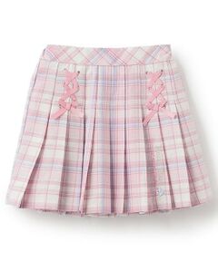 mezzo piano / メゾピアノ ミニ・ひざ丈スカート | ★チェックプリーツ　レースアップスカート