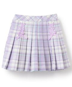 mezzo piano / メゾピアノ ミニ・ひざ丈スカート | ★チェックプリーツ　レースアップスカート
