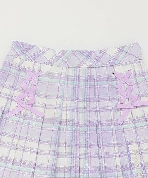 mezzo piano / メゾピアノ ミニ・ひざ丈スカート | ★チェックプリーツ レースアップスカート | 詳細2