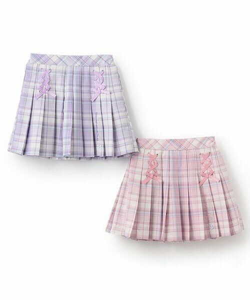 mezzo piano / メゾピアノ ミニ・ひざ丈スカート | ★チェックプリーツ レースアップスカート | 詳細9