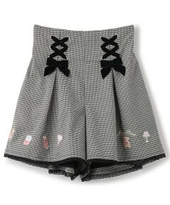 mezzo piano / メゾピアノ ショート・ハーフ・半端丈パンツ | 【人気商品再入荷】【直営店で取り扱い無し】クマ刺しゅうレースアップ　キュロットスカート