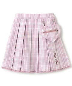 mezzo piano / メゾピアノ ミニ・ひざ丈スカート | 【人気商品再入荷】【直営店で取り扱い無し】ハートポーチつきチェックプリーツスカート