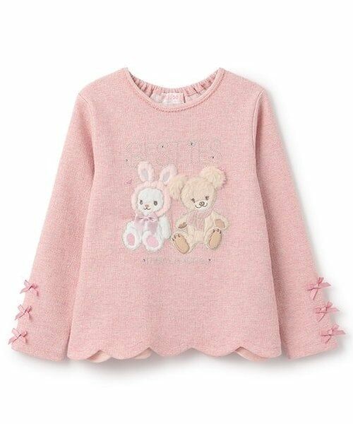 mezzo piano / メゾピアノ Tシャツ | ★裾スカラップベスティーズTシャツ（ピンク）