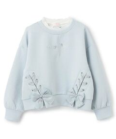 mezzo piano / メゾピアノ スウェット | 【人気商品再入荷】【直営店で取り扱い無し】レースアップリボン　レイヤードトレーナー