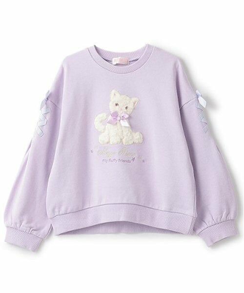 mezzo piano / メゾピアノ スウェット | 【人気商品再入荷】【直営店で取り扱い無し】ぬいぐるみレースアップトレーナー（ラベンダー）