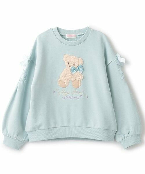 mezzo piano / メゾピアノ スウェット | 【人気商品再入荷】【直営店で取り扱い無し】ぬいぐるみレースアップトレーナー（ミント）