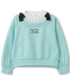 mezzo piano / メゾピアノ スウェット | 【人気商品再入荷】【直営店で取り扱い無し】肩リボンレイヤード風トレーナー