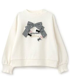 mezzo piano / メゾピアノ スウェット | 【人気商品再入荷】【直営店で取り扱い無し】チェックリボン　トレーナー