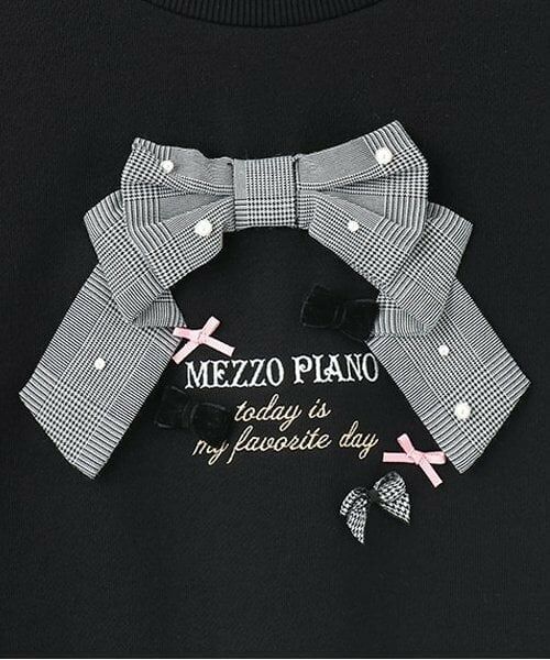 mezzo piano / メゾピアノ スウェット | 【人気商品再入荷】【直営店で取り扱い無し】チェックリボン　トレーナー | 詳細3