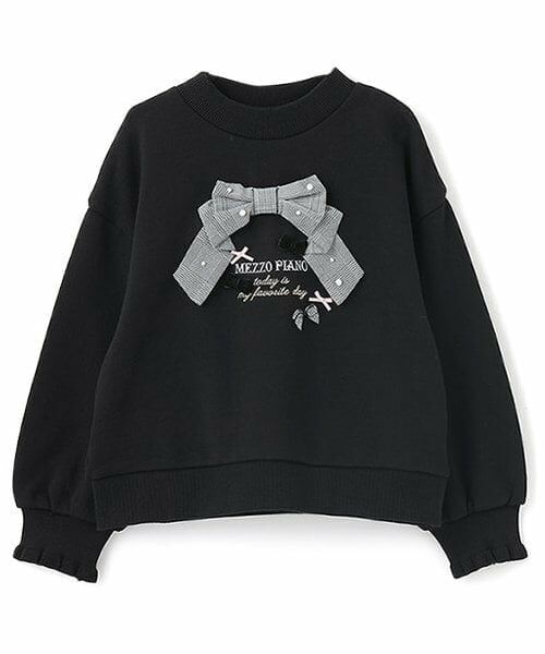 mezzo piano / メゾピアノ スウェット | 【人気商品再入荷】【直営店で取り扱い無し】チェックリボン　トレーナー（黒）