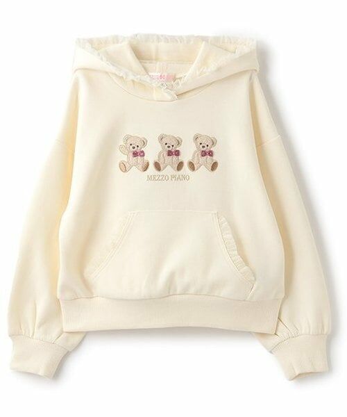 mezzo piano / メゾピアノ パーカー | 【人気商品再入荷】【直営店で取り扱い無し】クマアップリケ　パーカ（アイボリー）