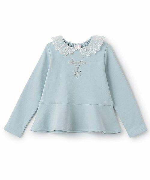 mezzo piano / メゾピアノ スウェット | 【人気商品再入荷】【直営店で取り扱い無し】雪の結晶ネックレス刺しゅう　トレーナー（サックス）