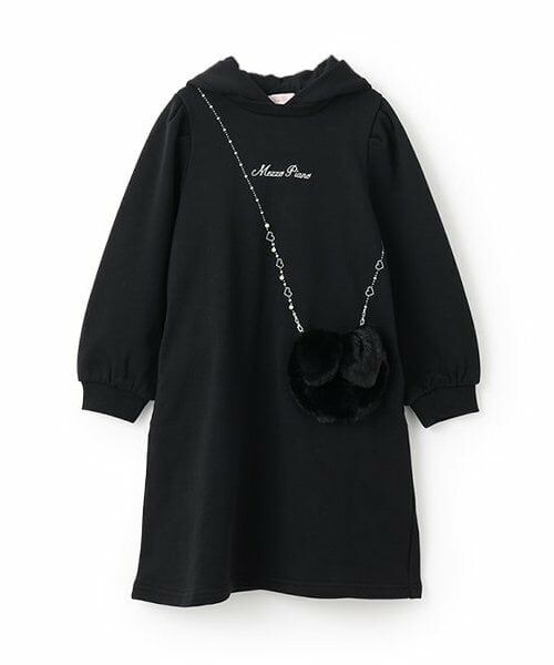 mezzo piano / メゾピアノ ミニ丈・ひざ丈ワンピース | 【人気商品再入荷】【直営店で取り扱い無し】ウサギポシェット　カットワンピース（黒）