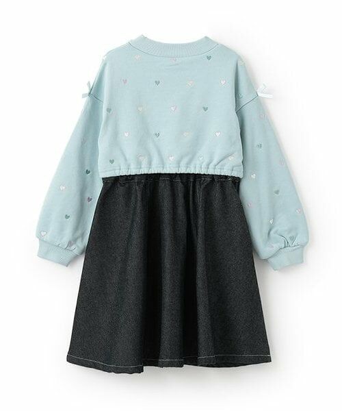 mezzo piano / メゾピアノ ミニ丈・ひざ丈ワンピース | 【人気商品再入荷】【直営店で取り扱い無し】プチハート刺しゅう　ドッキングワンピース | 詳細1