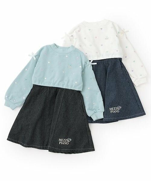 mezzo piano / メゾピアノ ミニ丈・ひざ丈ワンピース | 【人気商品再入荷】【直営店で取り扱い無し】プチハート刺しゅう　ドッキングワンピース | 詳細14