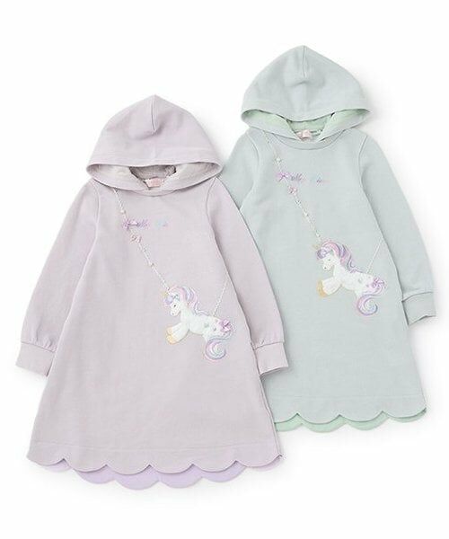 mezzo piano / メゾピアノ ミニ丈・ひざ丈ワンピース | ★ユニコーンポシェット風パーカワンピース | 詳細13