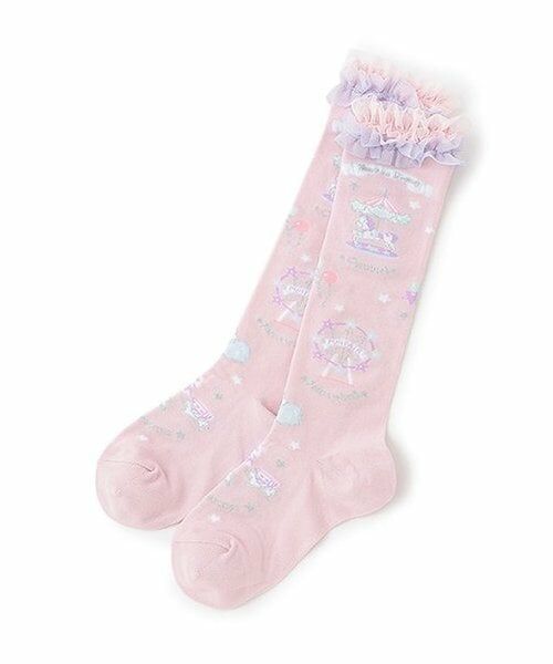mezzo piano / メゾピアノ ソックス | ★遊園地柄　ハイソックス（ライト ピンク）